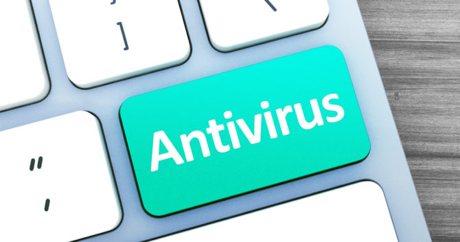 Button with text antivirus
