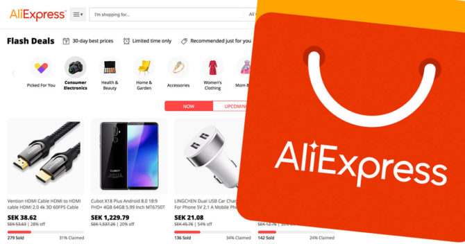 Aliexpress logo and screendump
