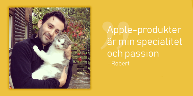 Bild på Tech Trooper Robert som håller i en katt