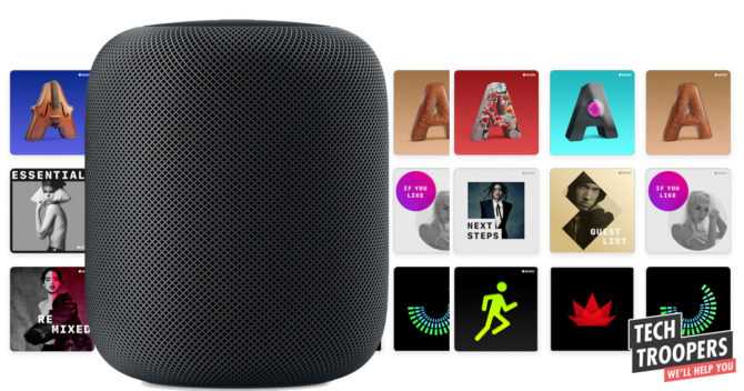 Homepod with music covers background